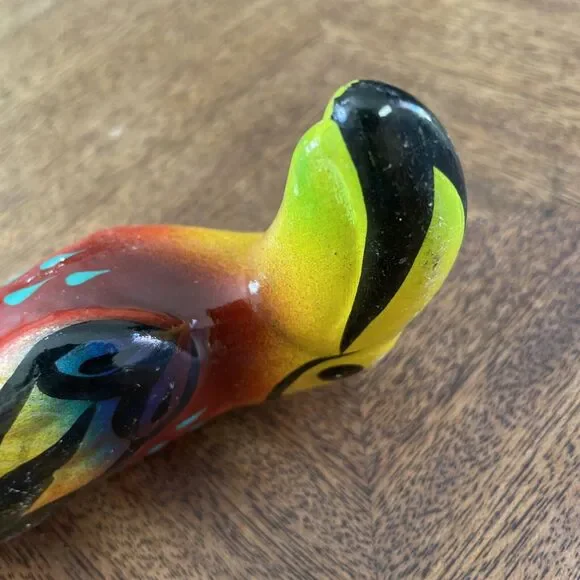 Vtg Hand Painted Folk Art Ceramic Bird Toucan 5” Colorful Mexican READ No Hanger - Picture 7 of 11